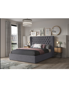 Orianna Upholstered Pewter Ottoman Bed 